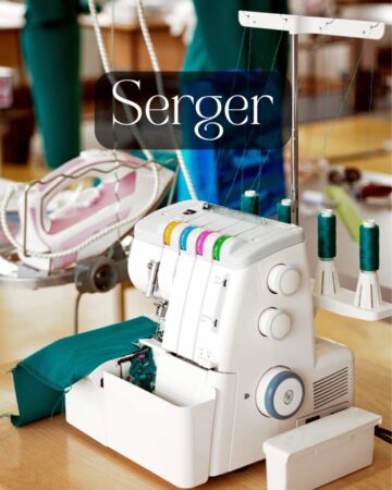 a serger sitting on a work table